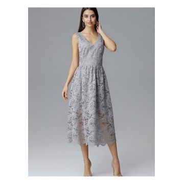 Rochie de seara -  gri - din material elegant -
