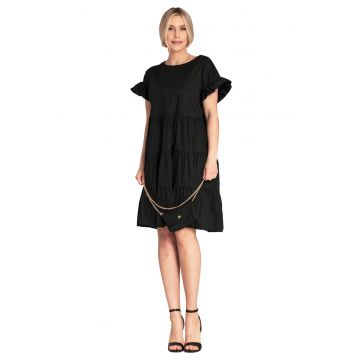 Rochie de vara -  M1182 - volane - neagra - bumbac -