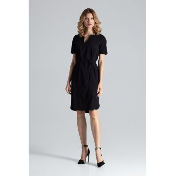 Rochie de vara  M669 - neagra - maneci scurte - poliester 95% -
