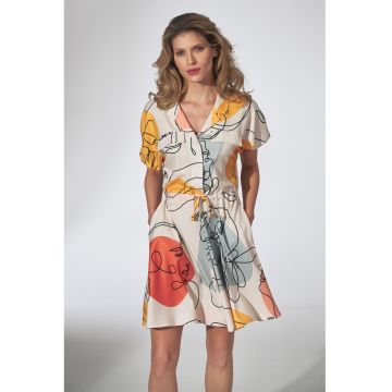 Rochie de vara -  model descheiat - multicolor - poliester