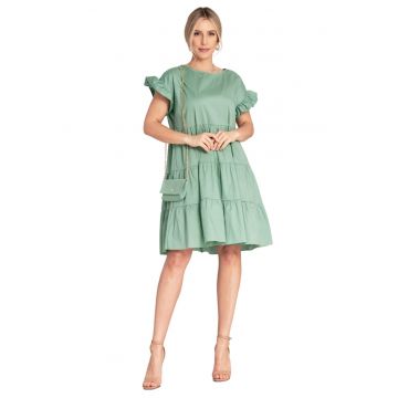 Rochie de vara -  verde - bumbac - volane -