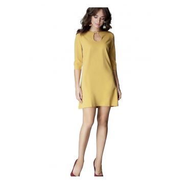 Rochie de zi -  3/4 lungime - Poliester/Viscoza - Galben
