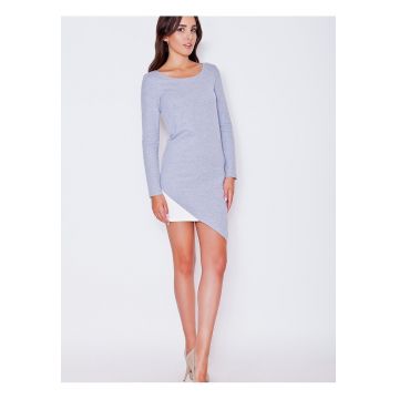 Rochie de zi  gri - casual - bumbac-elastan