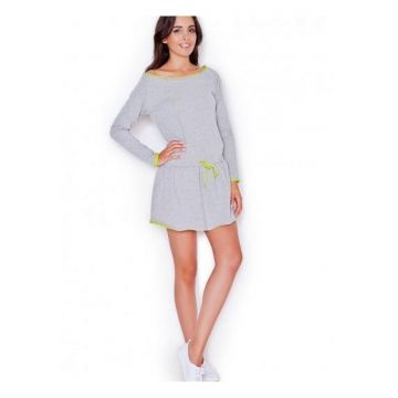 Rochie de zi  gri - casual - bumbac - poliester