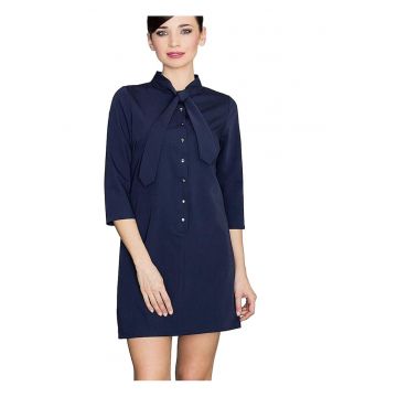 Rochie de zi -  Poliester/Viscoza - Bleumarin