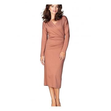 Rochie de zi -  Viscoza/Poliester - Maro