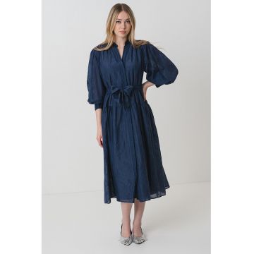 Rochie din amestec de matase cu maneci bufante