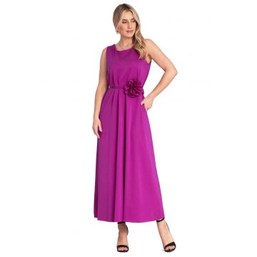 Rochie eleganta  fara maneci - fucsia - poliester/spandex/viscoza -