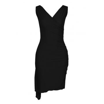 Rochie eleganta  M053 - asimetrica - fara maneci - neagra - poliester-elastan