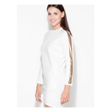 Rochie eleganta  maneci lungi cu insertie aurie - spate mai lung - bumbac 95% elastan 5%