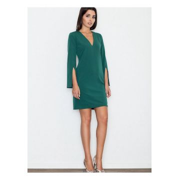 Rochie  eleganta - verde - maneci cu fante - material poliester