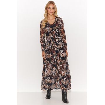 Rochie evazata cu imprimeuri variate