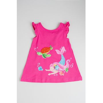 Rochie evazata din amestec de bumbac cu imprimeu
