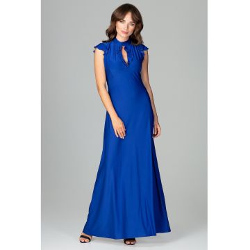 Rochie lunga  K486 - poliester - albastru -