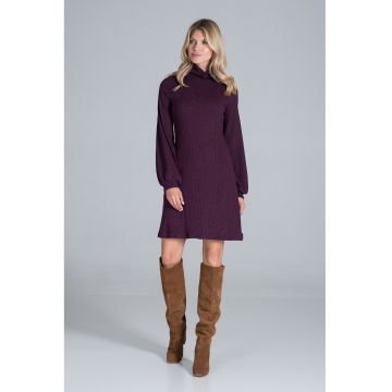Rochie  M831 - violet - maneci lungi - tricotata - poliester -