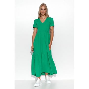 Rochie maxi cu decolteu in V si fronseuri