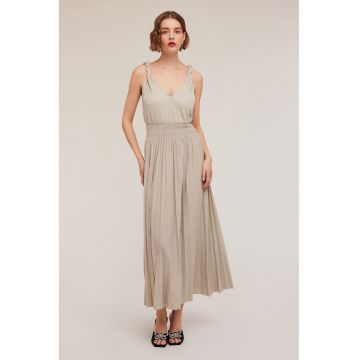 Rochie maxi cu decolteu in V si pliuri