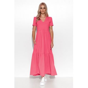 Rochie maxi cu fronseuri si decolteu in V