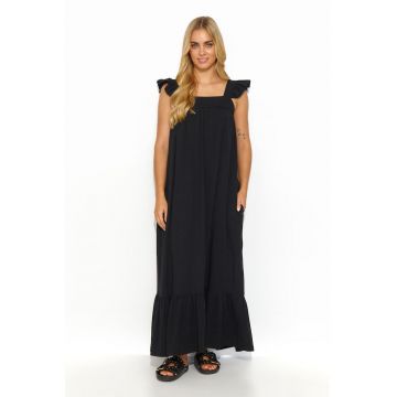 Rochie maxi cu garnituri cu volane