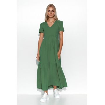 Rochie maxi cu talie inalta si decolteu in V