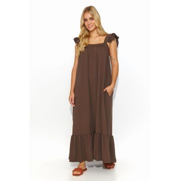Rochie maxi cu volane aplicate