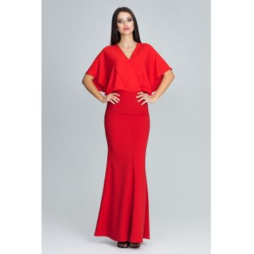 Rochie maxi de seara  maneci evazate - rosu - eleganta -