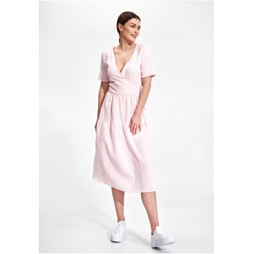 Rochie Midi -  Bumbac - Roz -