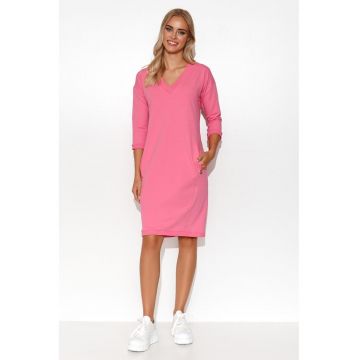 Rochie midi cu buzunare - din amestec de bumbac
