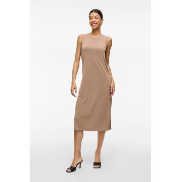 Rochie midi din amestec de modal cu slit lateral
