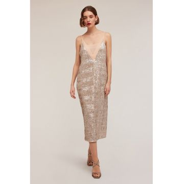 Rochie midi dreapta cu paiete