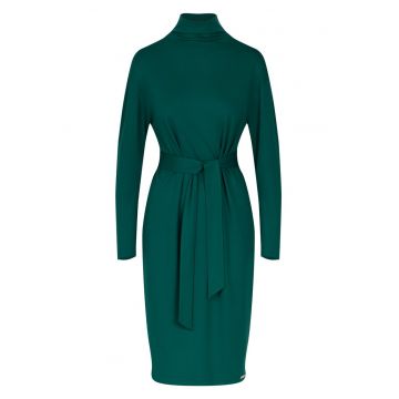 Rochie midi  eleganta - maneci lungi - viscoza - verde -