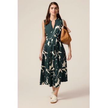 Rochie midi evazata cu model si decolteu tunica