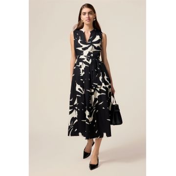 Rochie midi evazata cu model si decolteu tunica