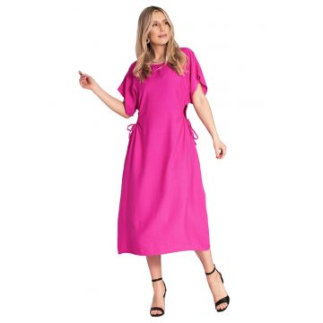 Rochie midi -  fuchsia - eleganta simpla - material lejer - viscoza -