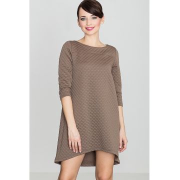 Rochie midi  K134 - asimetrica - eleganta - bej - poliester 95% - elastan 5%