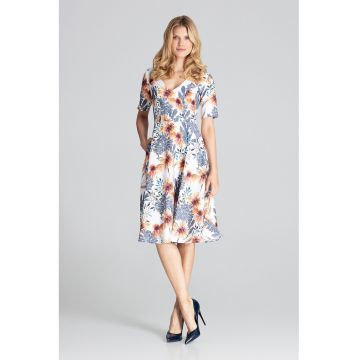 Rochie midi  model M673 107 - floral - multicolor - poliester 100%
