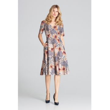 Rochie midi  model M673 - floral - multicolor - poliester 100%