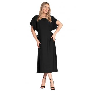 Rochie midi -  neagra - viscoza - confortabila -