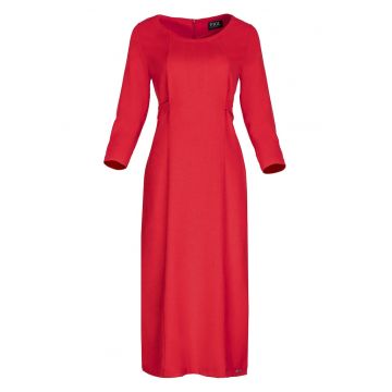 Rochie midi  rosie - cu curea - poliester 100% -