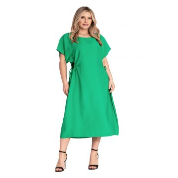 Rochie midi -  verde - material de inalta calitate - croiala simpla - viscoza -