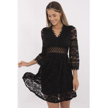 Rochie mini din dantela cu maneci clopot -