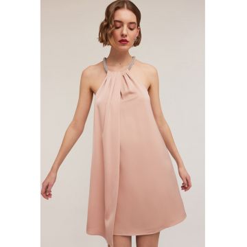Rochie mini fara maneci cu sapect satinat