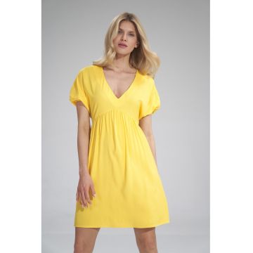 Rochie mini -  galben - decolteu in V - rochie de vara - viscoza