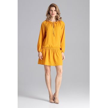 Rochie mini -  galbena - volane - vara - poliester