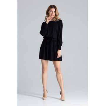 Rochie mini  maneci lungi - neagra - viscoza