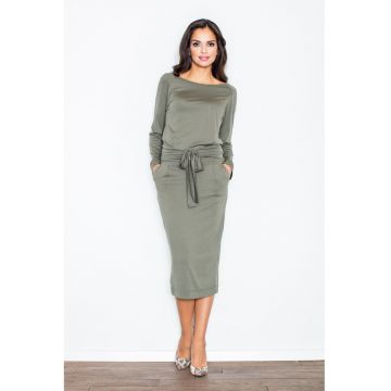 Rochie -  model M246 - lunga - maneci lungi - verde - viscoza