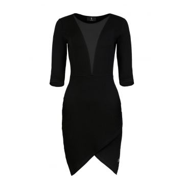 Rochie mulata  L012 - asimetrica - neagra - bumbac 95% -