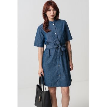 Rochie scurta din denim cu cordon in talie