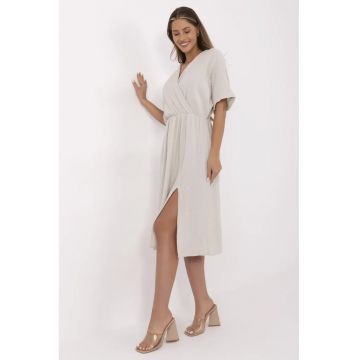 Rochie texturata cu decolteu cache-coeur -
