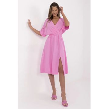 Rochie texturata cu decolteu cache-coeur -